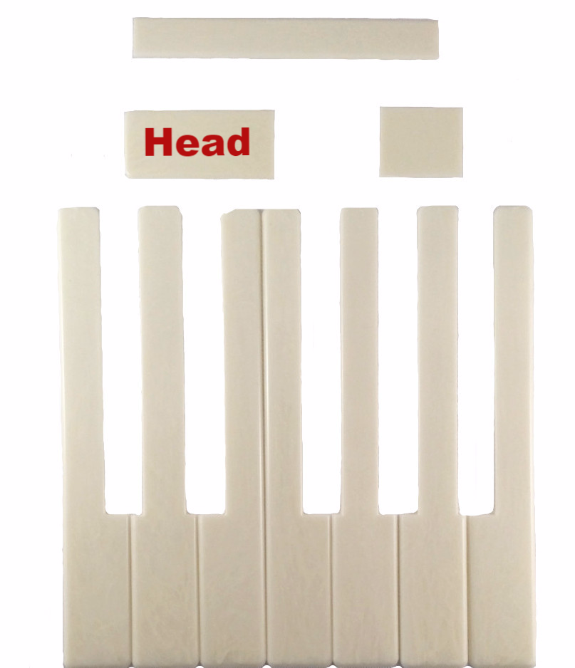 Piano Keytops Simulated Ivory Head 1-15/16" Long Head, Light Color