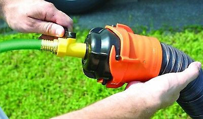 RV Trailer Camper Sewer Hose Rinser with Shut-Off Valve