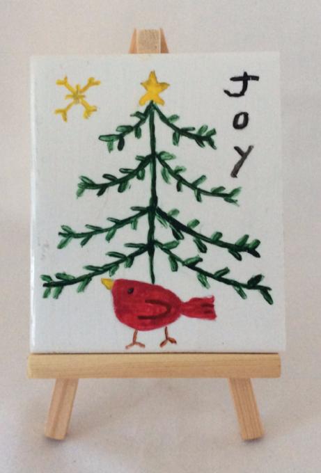 Decorative Tile Art, Primitive Christmas Tree, Country Home Christmas, Hand Painted