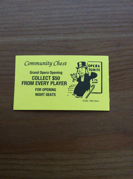 Monopoly Replacement Pieces -Community Chest Cards
