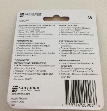 San Jamar Digital Refrigerator / Freezer Thermometer