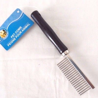 Pet Comb With Wood Handle, Dark Brown