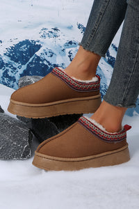 Sage Green Contrast Print Suede Plush Lined Snow Boots