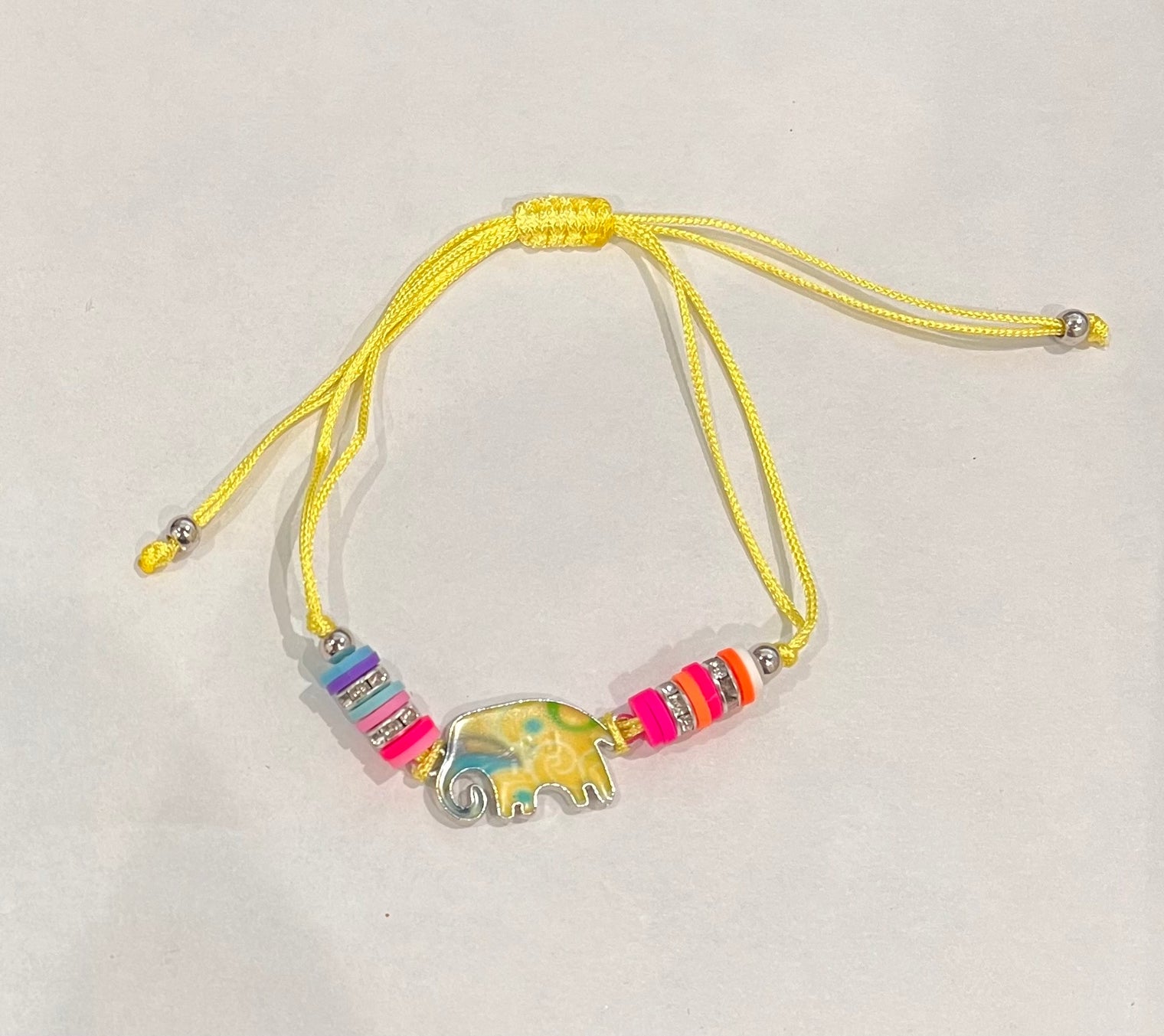 Girl Handmade String Bracelet Elephant Pendant - Yellow