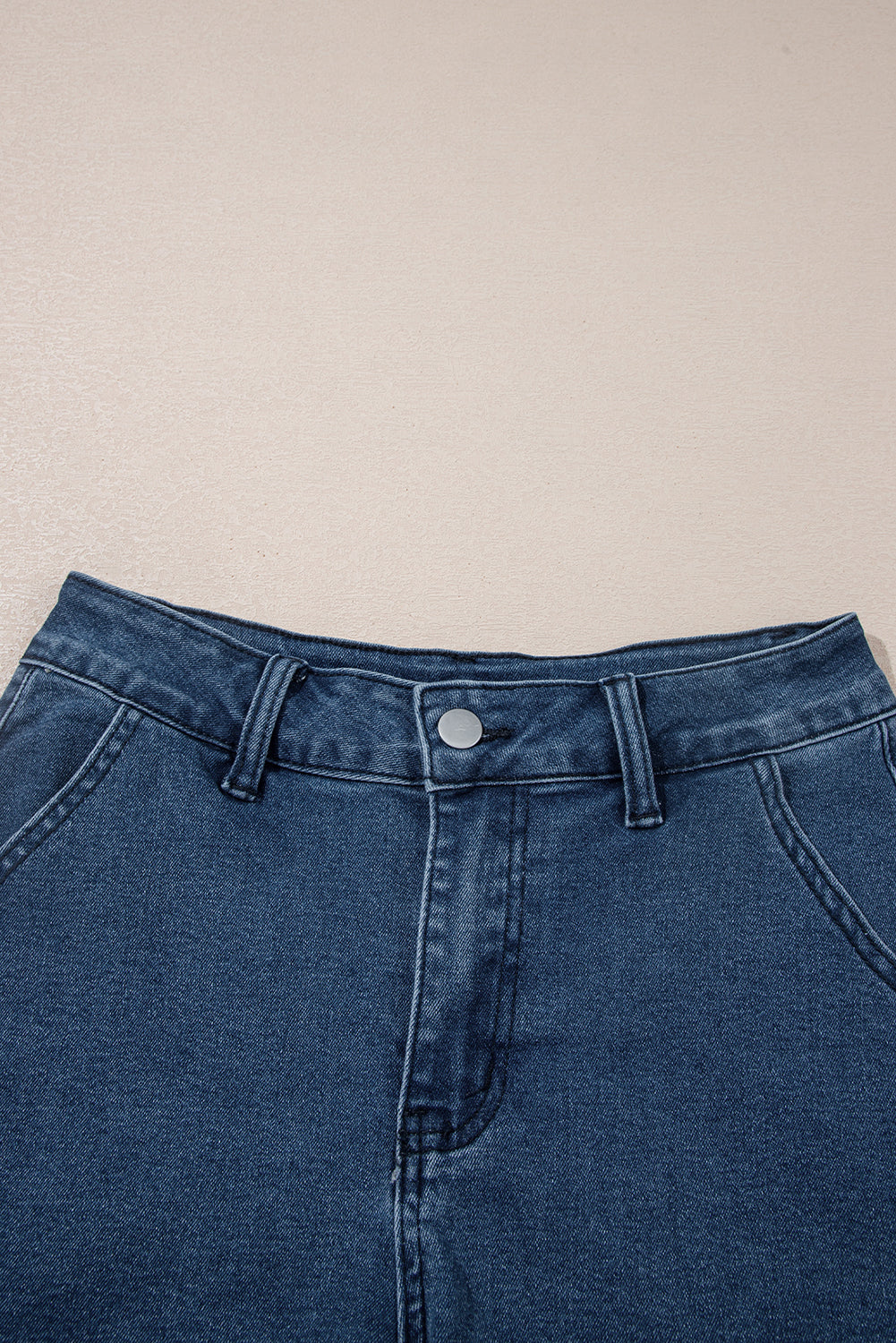 White Scalloped Hemline Acid Wash High Waist Denim Shorts
