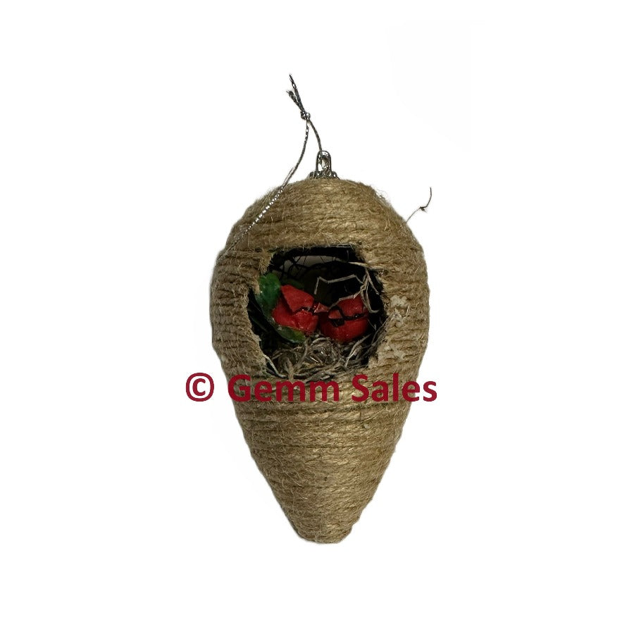 Christmas Pine Cone Ornament Red Cardinals - Handmade