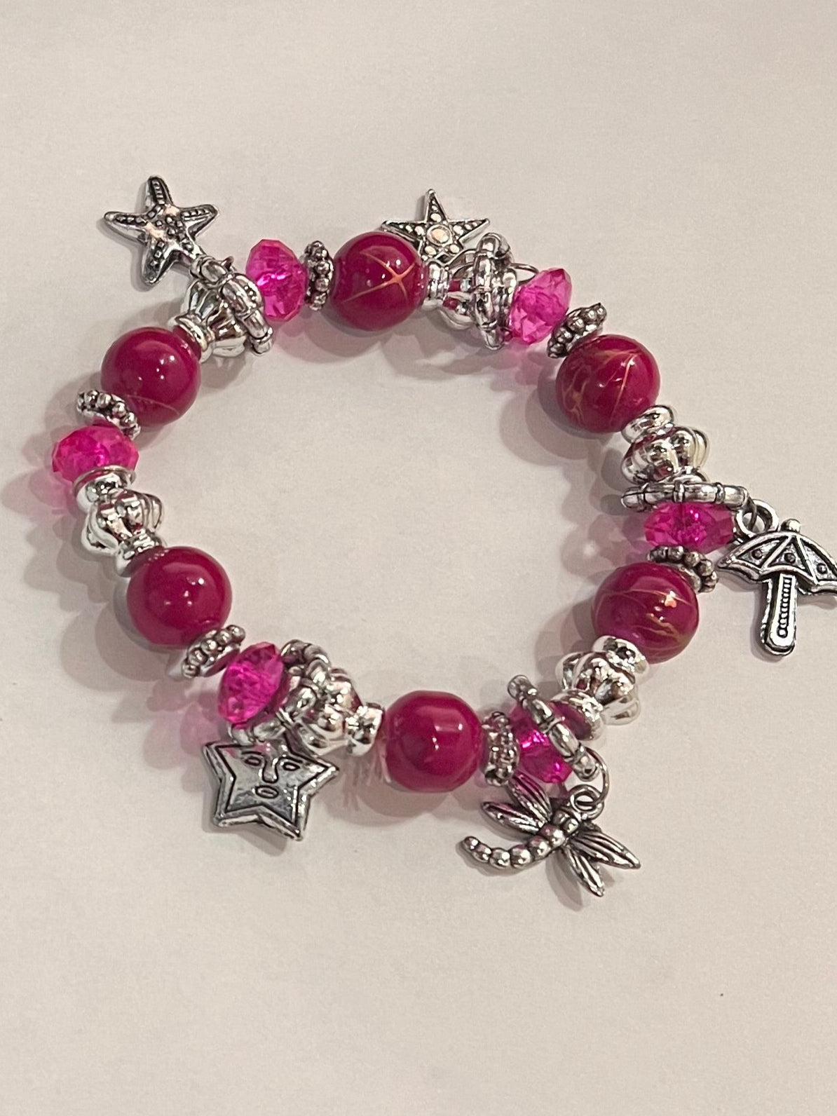 Woman's Bracelet with Summer Charms - Burgundy