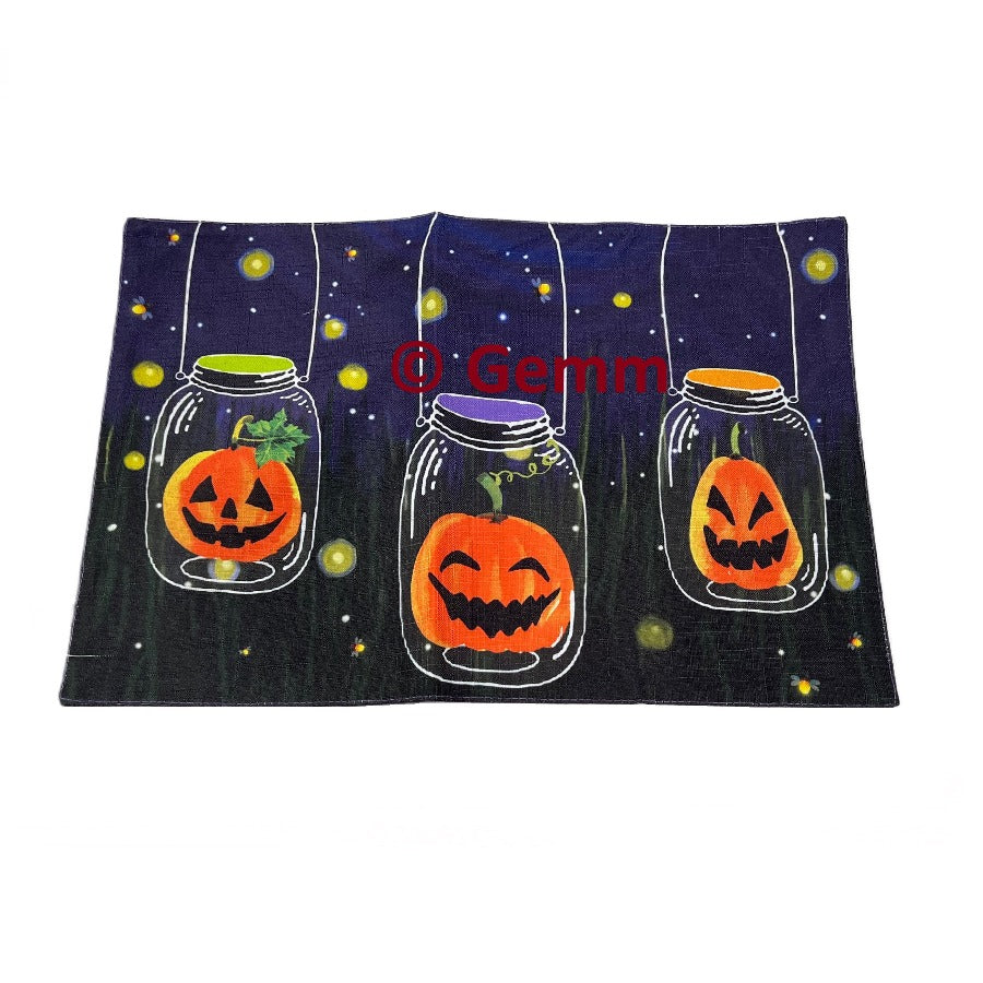 Halloween Placemat Pumpkin Mason Jar Lanterns