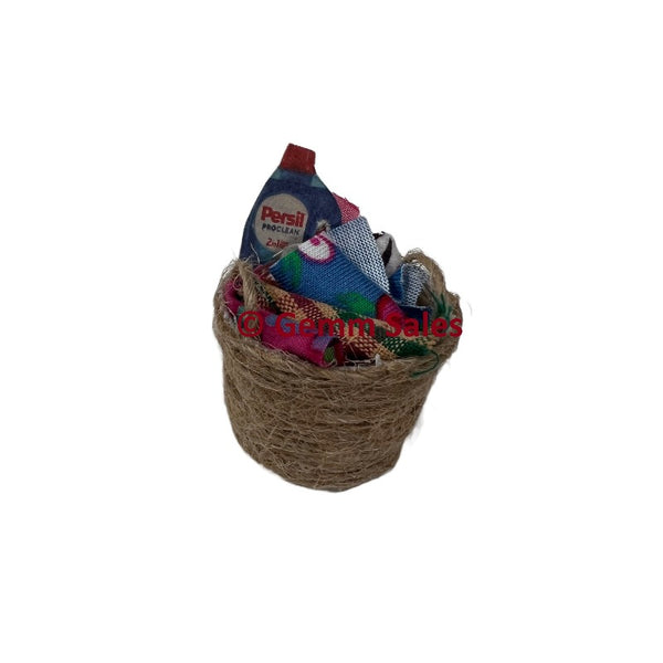 Miniature Laundry Basket with Detergent- Handmade