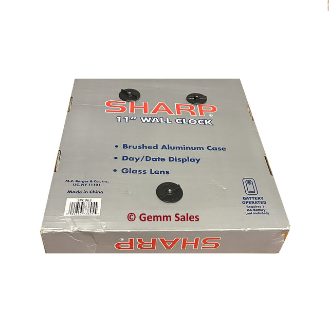 Sharp 11” Wall Clock with Brushed Aluminum Case