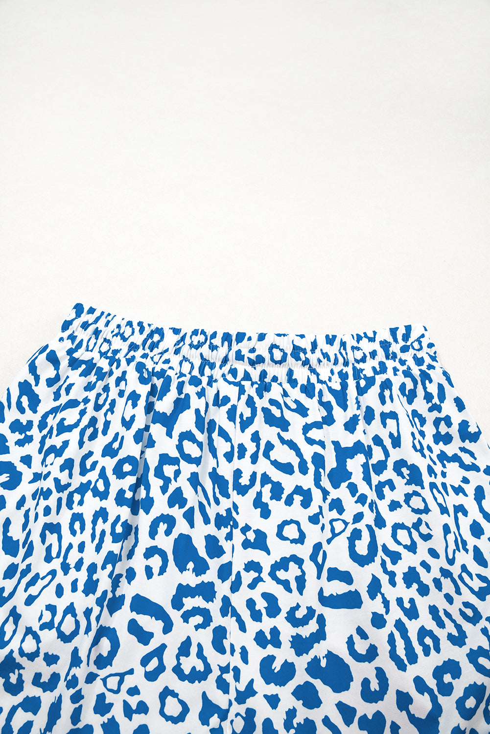 White Leopard Elastic Waist Lace up Contrast Trim Casual Shorts