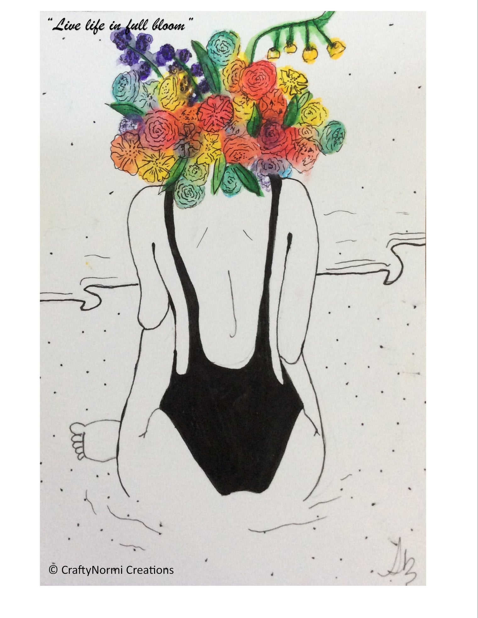 Live life in full bloom digital artwork with the quote