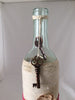 Wine Bottle Vase, Shabby Chic, Paper Flowers and Skeleton keys, Handwrapped with Twine