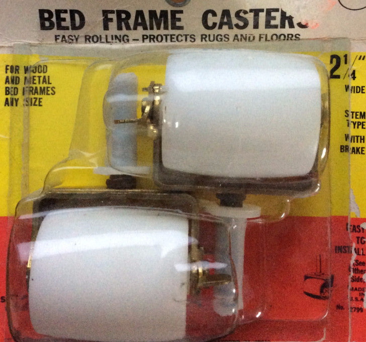 Bed Frame Casters, Heavy-Duty 2-1/4" Wide, Easy To Install, Set of 2, For Wood & Metal Bed Frames