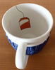 Ceramic Mug With Cable Knit Cup Warmer, White Mug, Navy Blue Cable Knit Warmer