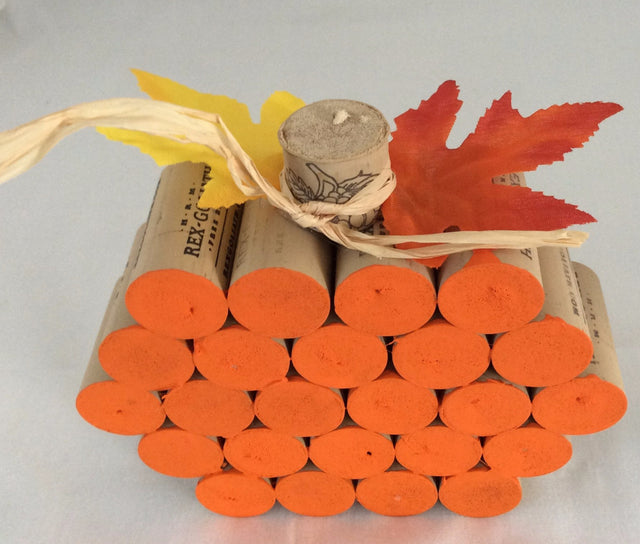 Cork Pumpkin, Fall Decor, Fall Leaves & Raffia