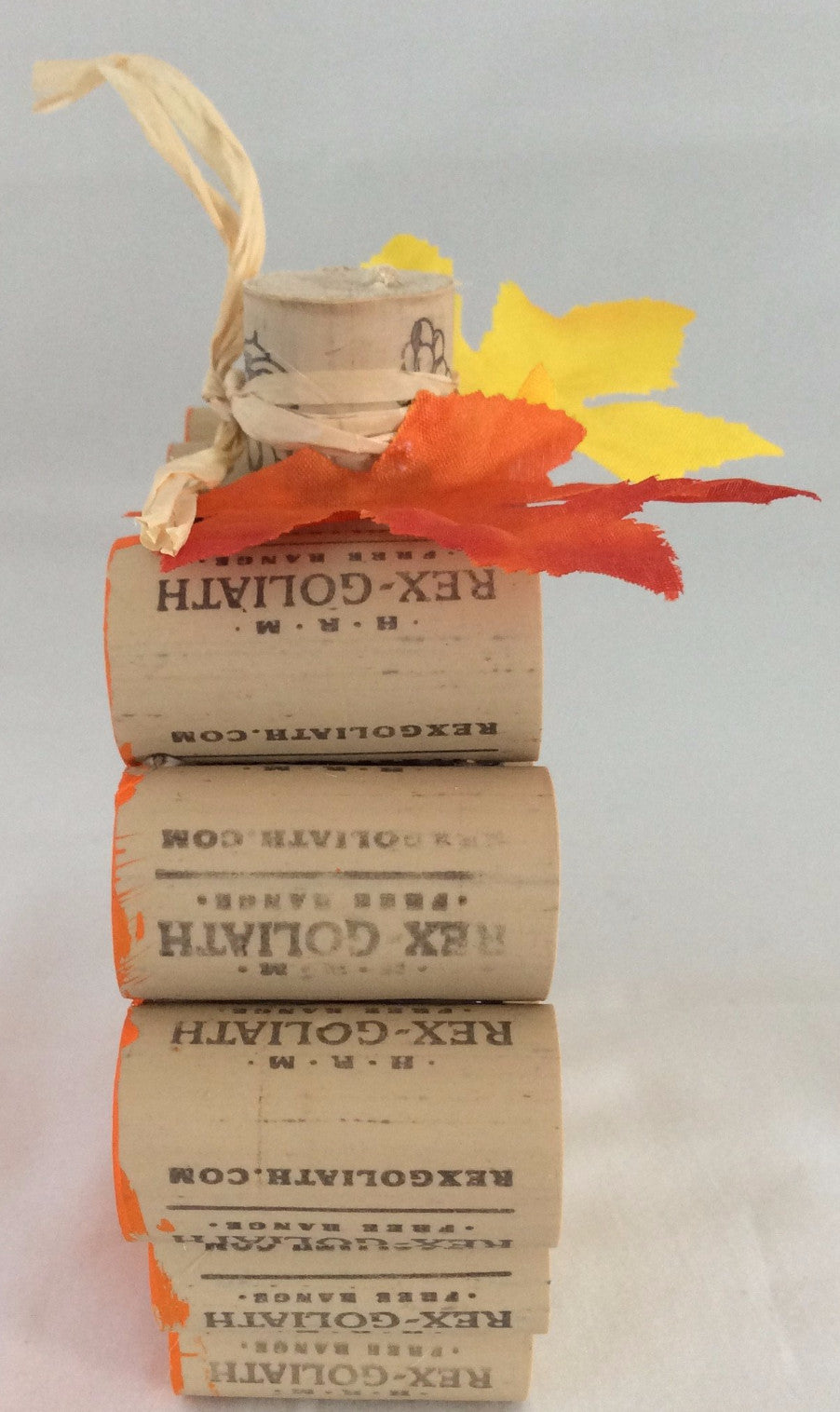 Cork Pumpkin, Fall Decor, Fall Leaves & Raffia
