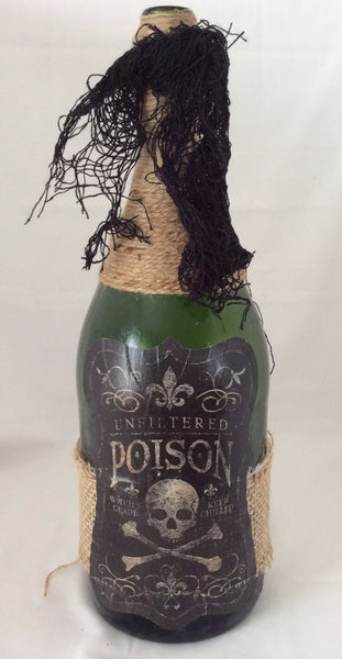 Halloween Champagne Bottle, Halloween Bottle Vase, Witches Poison in a Bottle