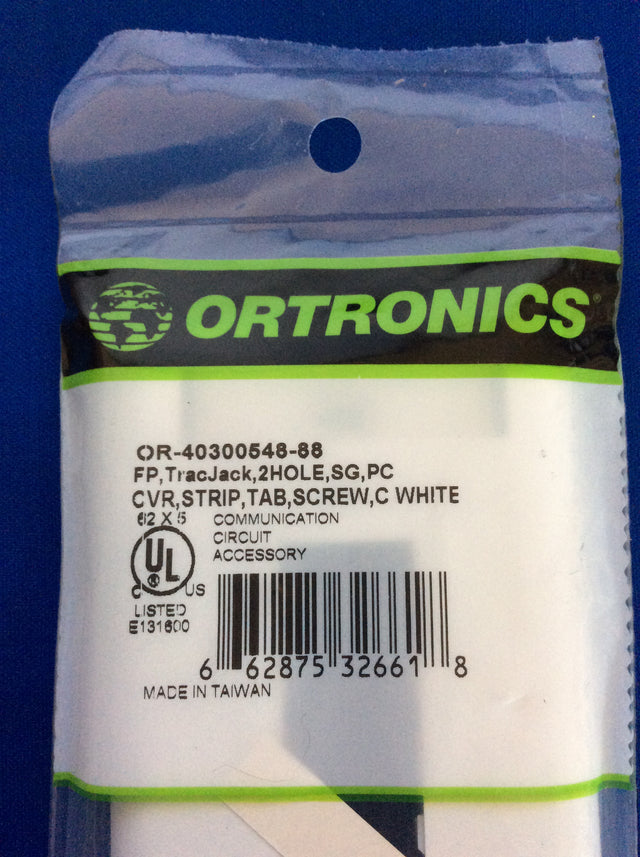 Ortronics OR-40300548-88 TracJack 2-Hole Plastic Faceplate, Cloud White