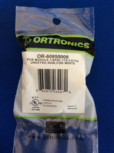 Ortronics OR-60950008, PCP Module, 1 Port Jack, Fog White