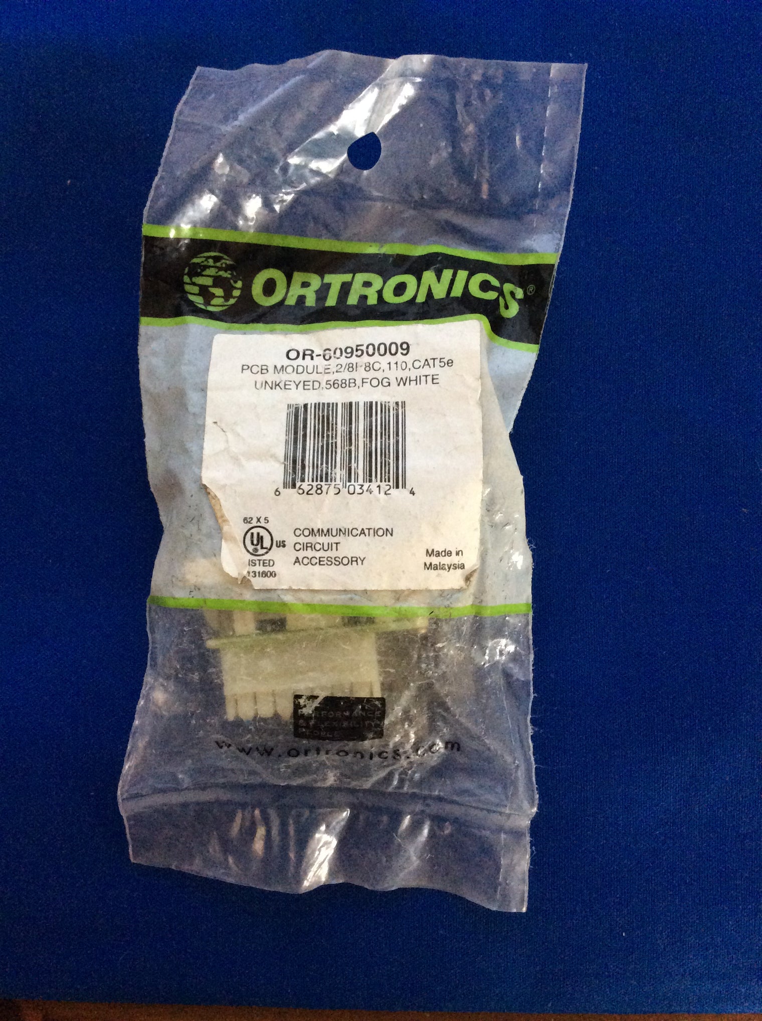 Ortronics OR-60950009, 2 Port Jack Module, Fog White