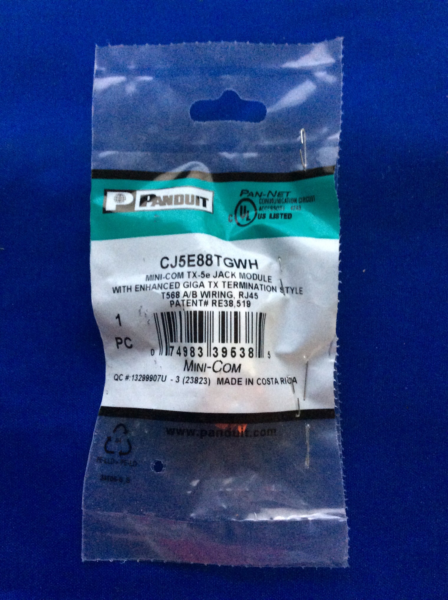 Panduit CJ5E88TGWH Cat5e Mini-Com TX-5e Jack Module, White