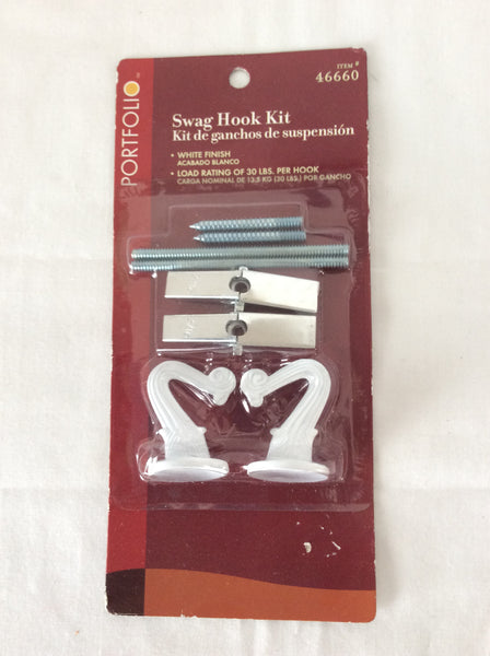 Portfolio Swag Hook Kit, No. 46660, White Finish, Set of 2