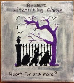 Hitchhiking Ghosts Embroidery Art Disney's Haunted Mansion Embroidery on Canvas
