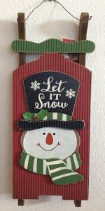 Handcrafted Wood Christmas Snowman Sled