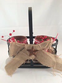 Christmas Candle Holders with Metal Basket