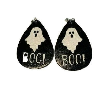 Halloween Boo! Ghosts Pattern Drop Earrings One Pair