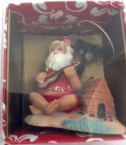 Hand Painted Hawaiian Ornament - Island Heritage By Santa On The Beach Ornament