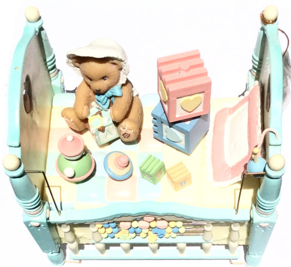 Enesco Music Box Crib Brahms Lullaby - 1997 Priscilla Hillman