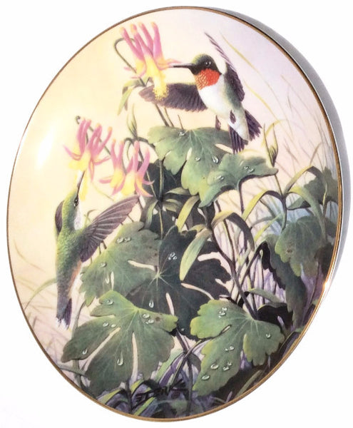 "Morning Visitors" Ruby-Throated Hummingbirds By Artist Derk Hansen Collectible Plate