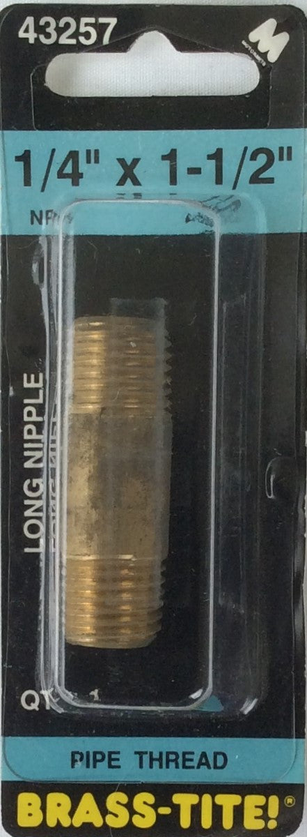 Motormite Long Nipple 1/4" NPT x 1-1/2" Long #43257