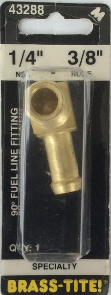 Motormite 90 Degrees Fuel Line Fitting 1/4" NPT to 3/8" Hose Specialty #43288