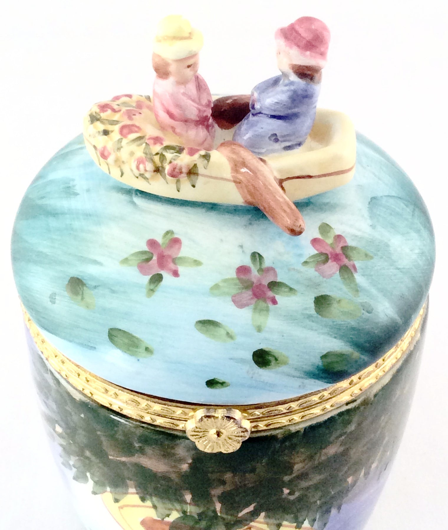 Hand Painted Trinket Box - Two Ladies On A Canoe
