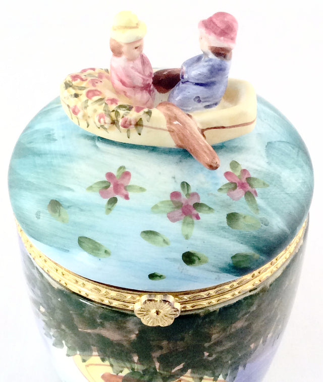 Hand Painted Trinket Box - Two Ladies On A Canoe