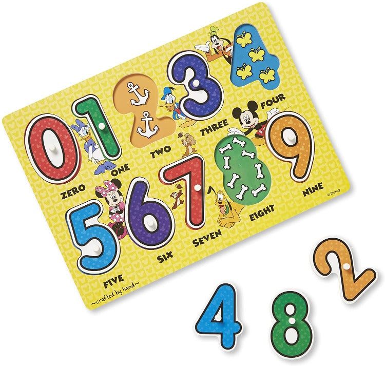 Melissa & Doug Mickey Mouse Numbers Wooden Peg Puzzle