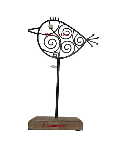 Metal Bird Stand and Wood Base