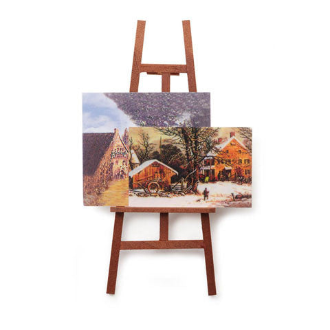 Miniature Artist Easel with Paintings 5 inches