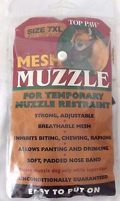 Top Paw Mesh Muzzle Size 7-XL, 10-1/2" Nose Circumference, 100-120 lbs. Black