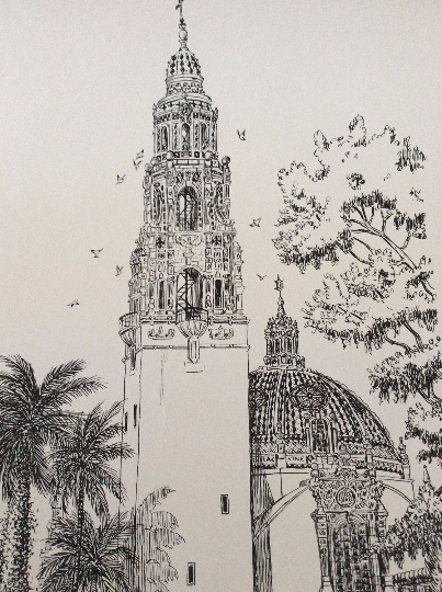 Gil McCue Signed "Museum Of Man" Balboa Park Lithograph