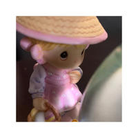 Precious Moments Easter Bunny Snowglobe Girl with Easter Basket 1997