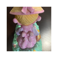 Precious Moments Easter Bunny Snowglobe Girl with Easter Basket 1997