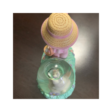 Precious Moments Easter Bunny Snowglobe Girl with Easter Basket 1997
